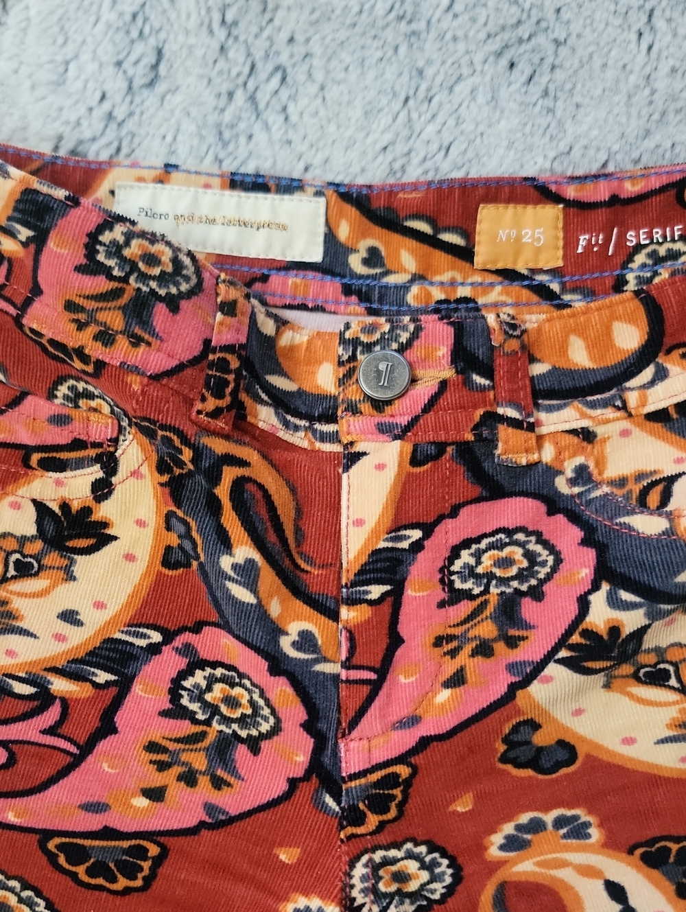Pilcro & The Letterpress Paisley-Print Women’s Jeans - Pink & Rust Sz 25